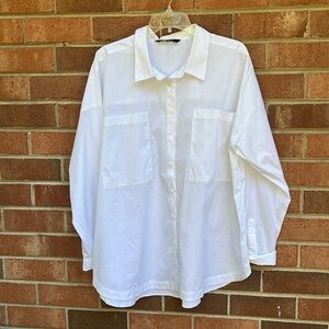 Charlie B white oversized XL blouse.